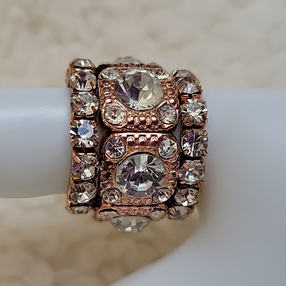 Rose Gold Tone 3 Pc Stretch Ring - Picture 2 of 16